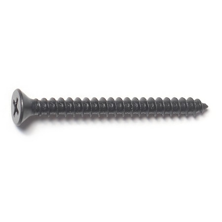 Midwest Fastener Sheet Metal Screw, #10 x 2 in, Black Steel Flat Head Phillips Drive, 6 PK 79458
